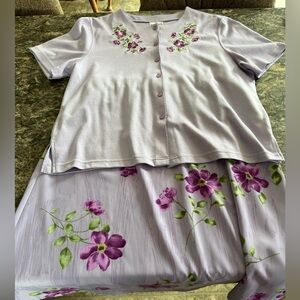 Women’s Floral Lavender Two-Piece skirt Set